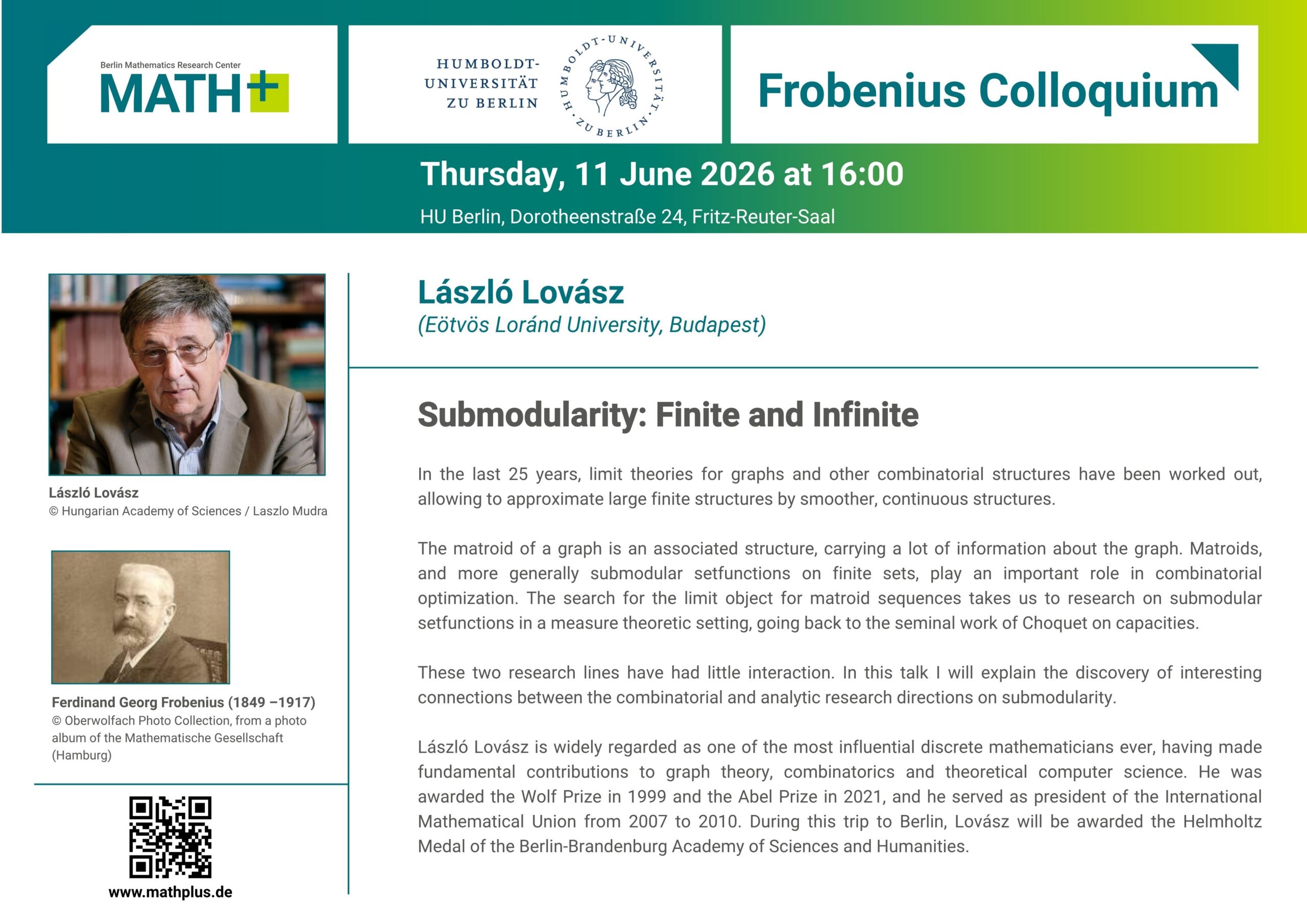 Frobenius-Colloquium: 11-June-2026